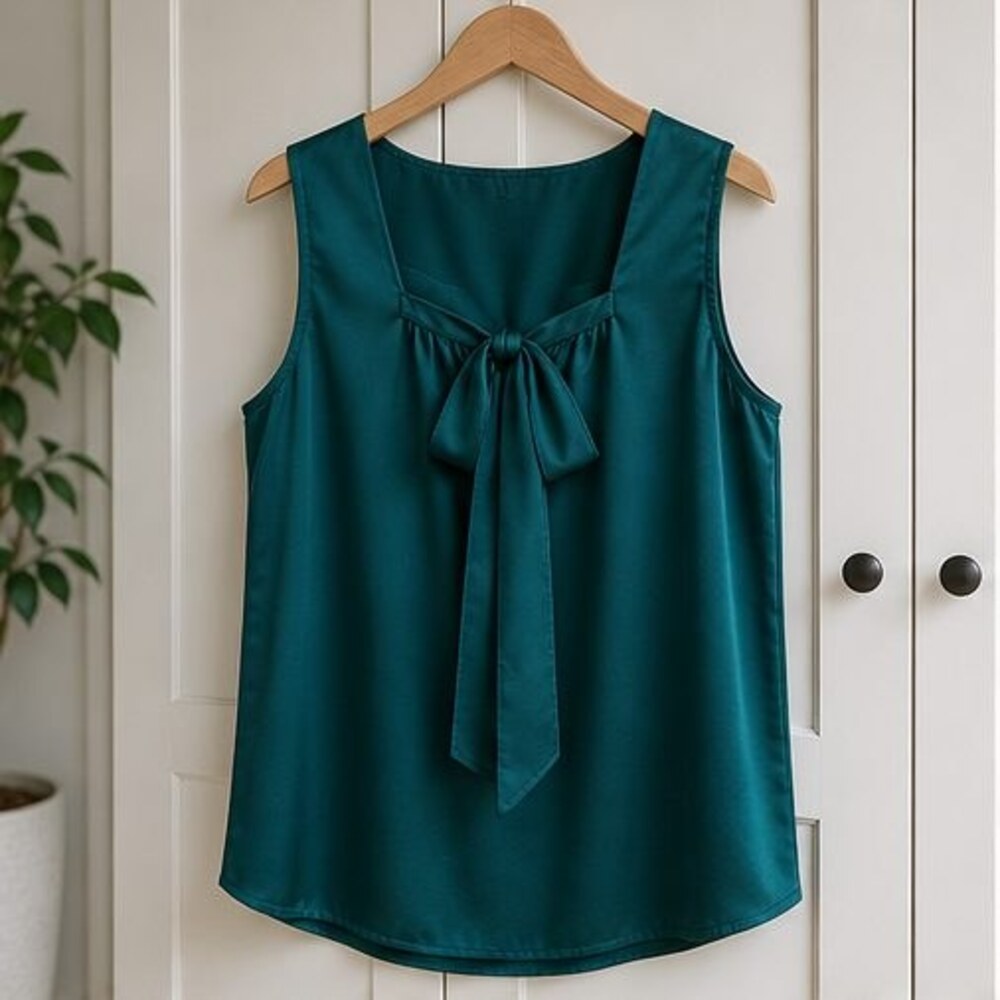Emerald Tie Neck Blouse